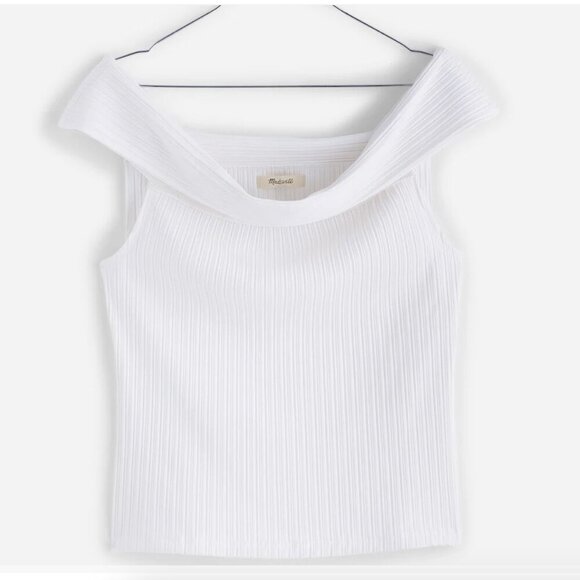 Madewell Ribbed Off The Shoulder Top White NWT M - Picture 1 of 8